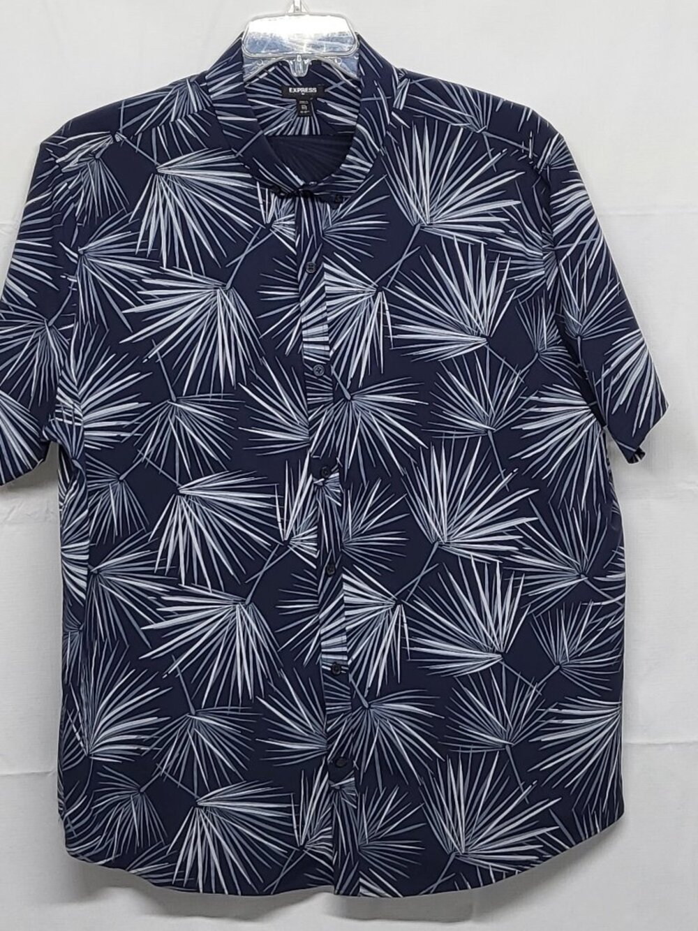 Express Mens Hawaiian Shirt XXL 18-18.5 Button Down Leaf Print Camp Resort